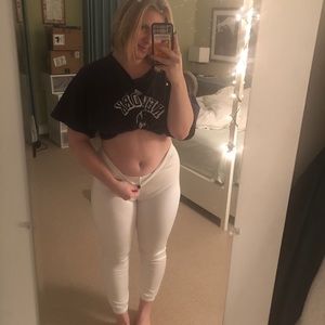 Boohoo high waisted white Joggers